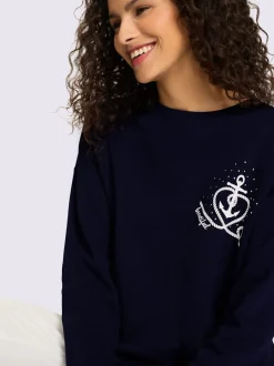 Sweatshirts à col rond avec imprimé ancre brillant