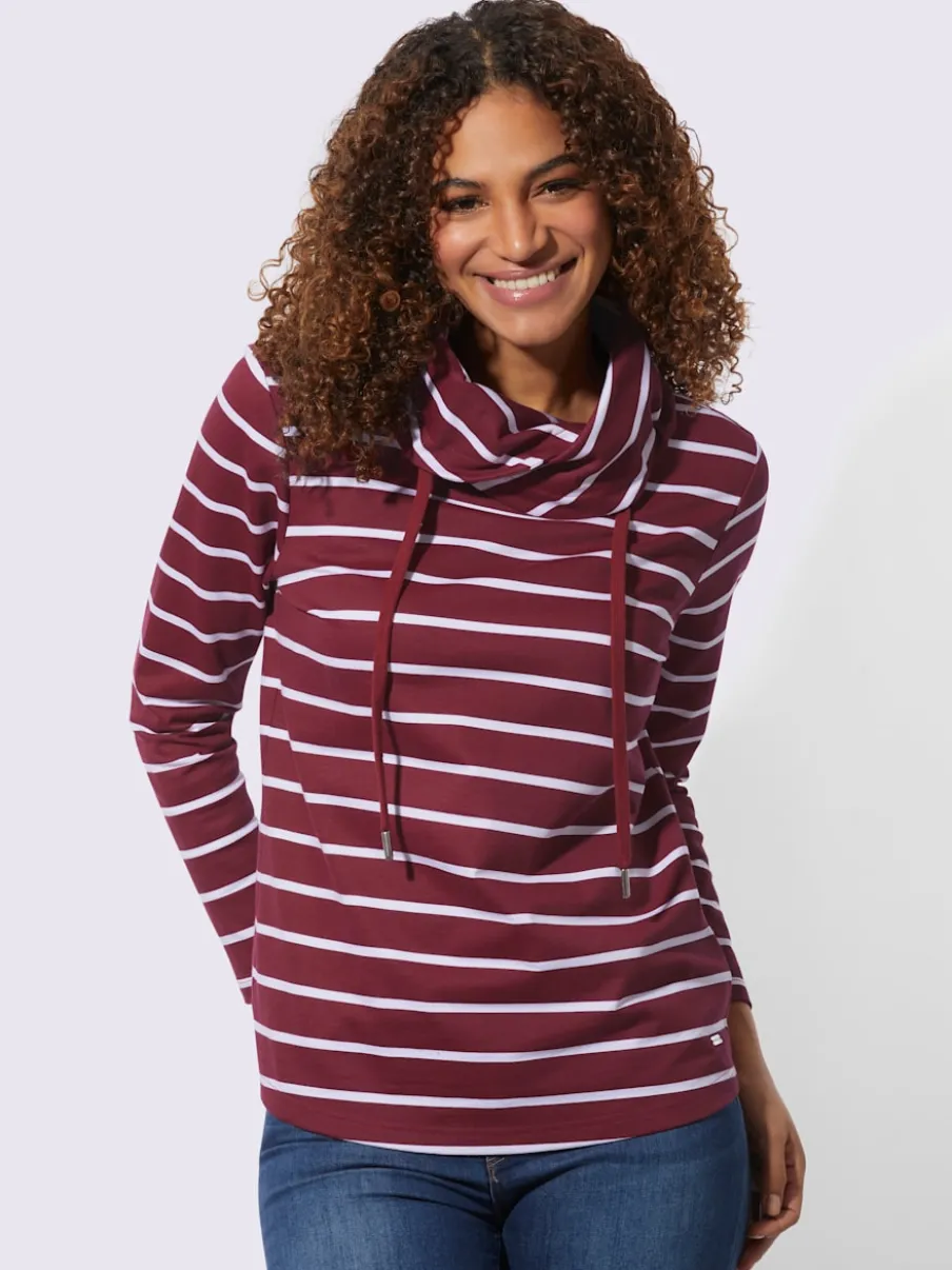 Sweatshirts à col roulé avec rayures manches longues