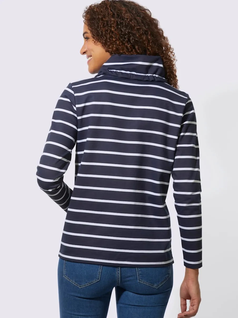 Sweatshirts à col roulé avec rayures manches longues