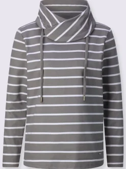 Sweatshirts à col roulé avec rayures manches longues