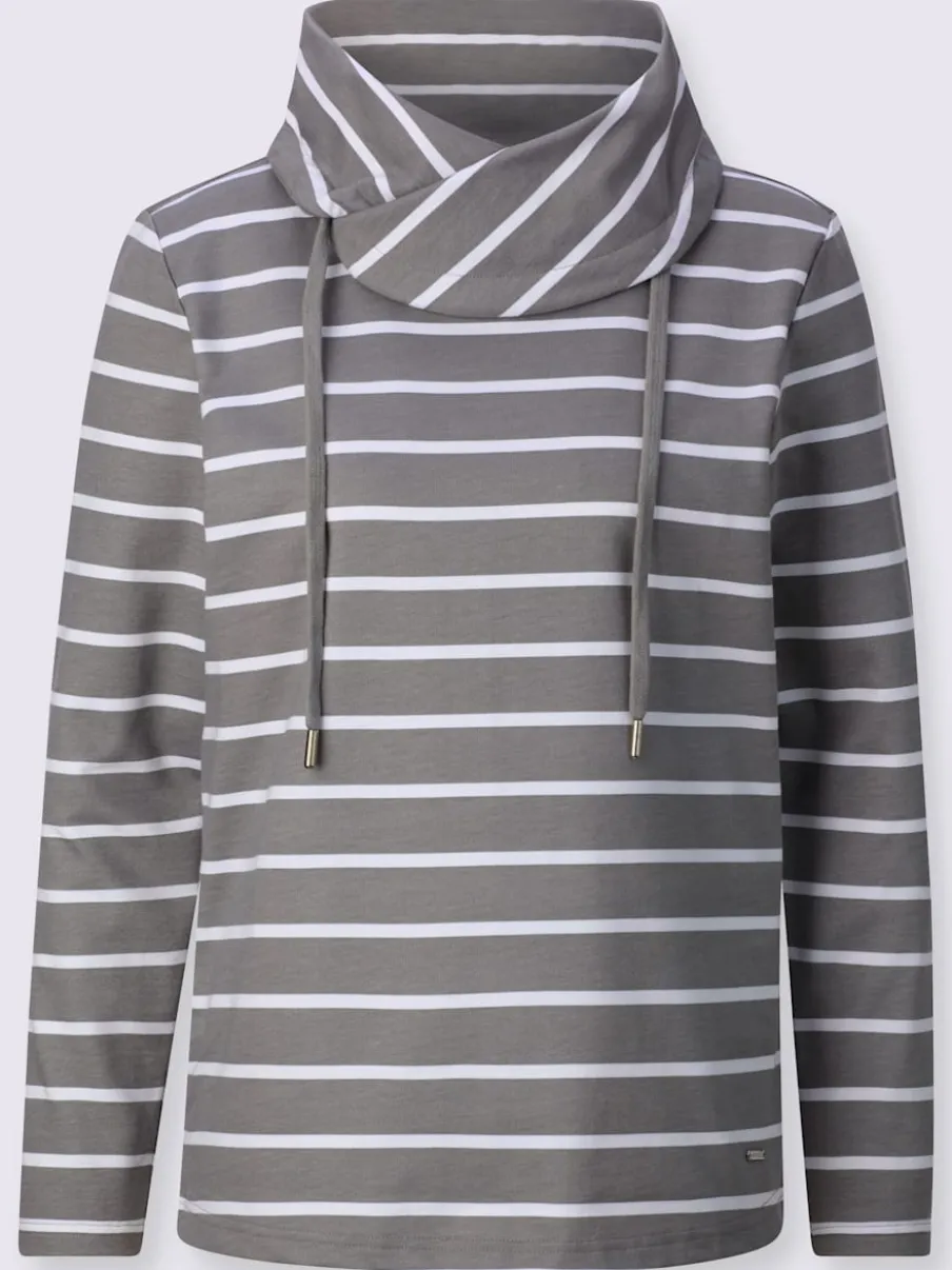 Sweatshirts à col roulé avec rayures manches longues