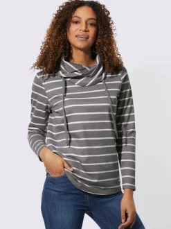 Sweatshirts à col roulé avec rayures manches longues