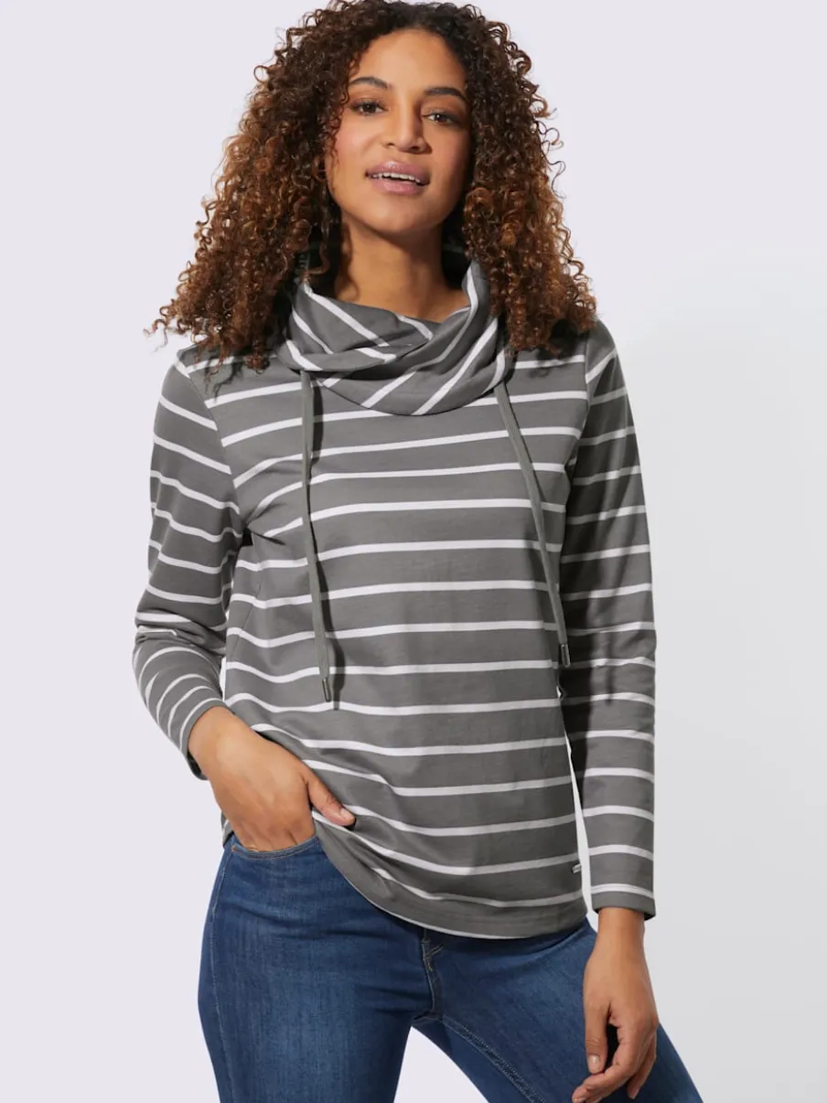 Sweatshirts à col roulé avec rayures manches longues