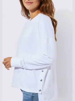 Sweatshirts à coupe ample avec encolure ronde côtelée