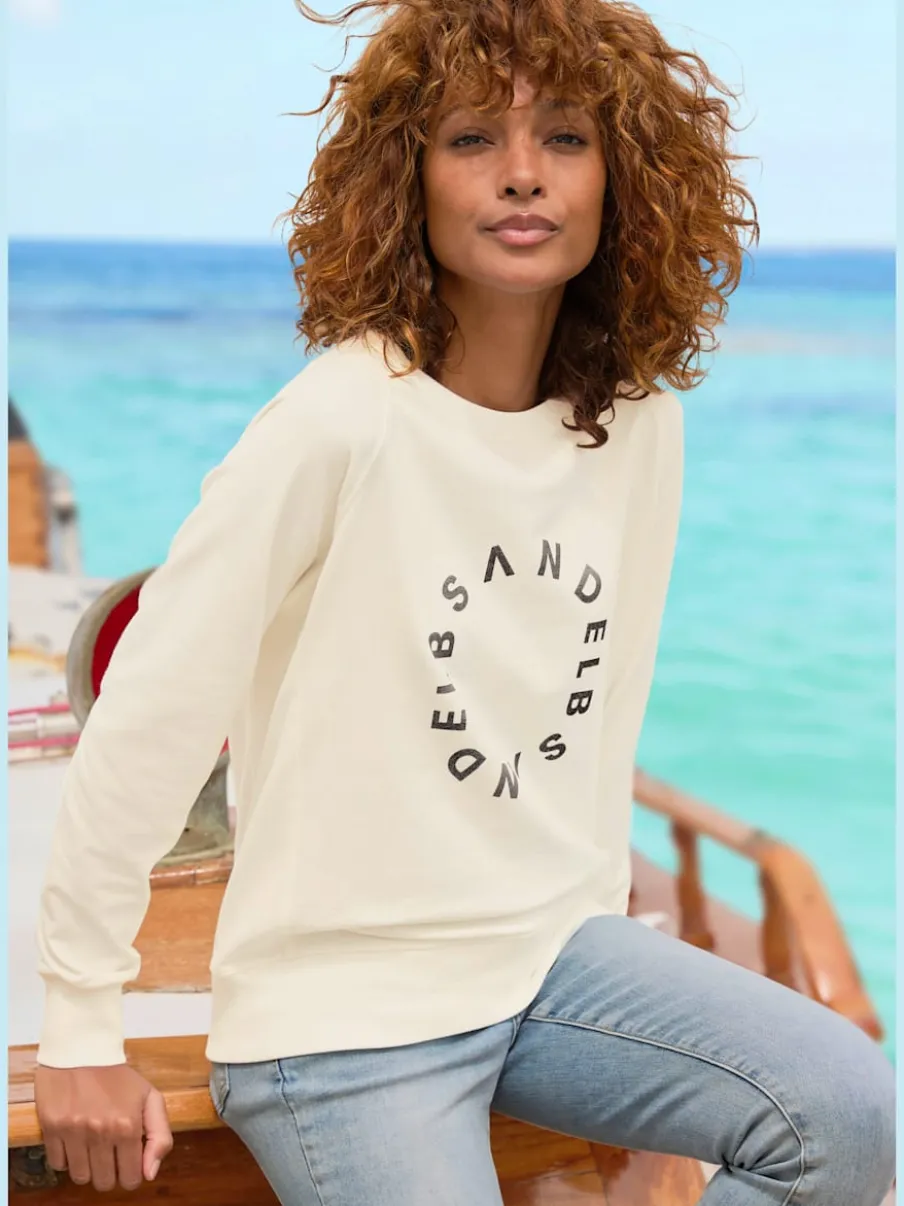 Sweat-shirts à encolure ronde avec logo légèrement brillant
