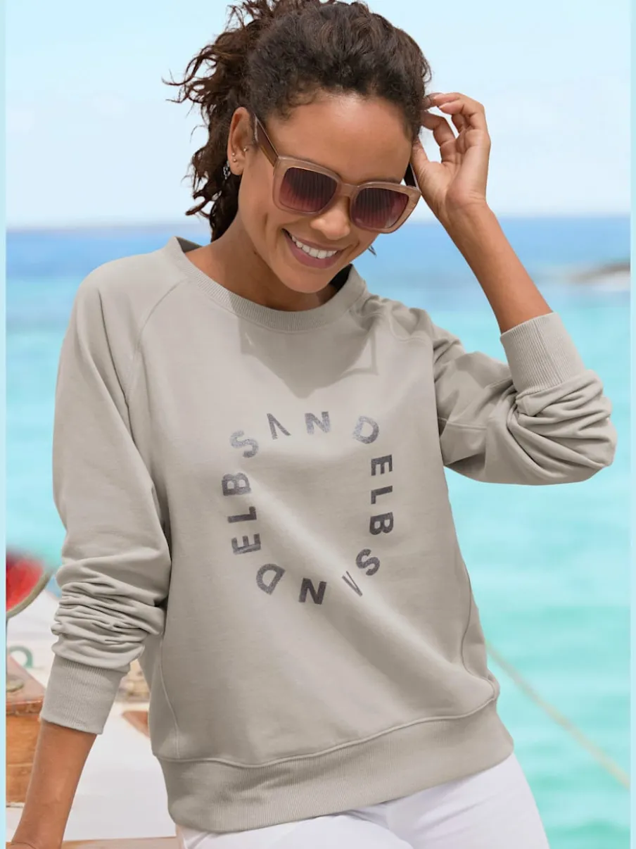 Sweat-shirts à encolure ronde avec logo légèrement brillant