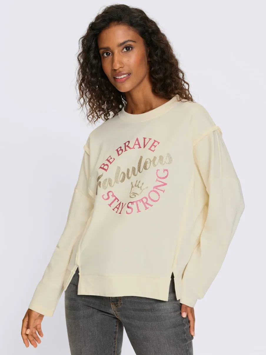 Sweatshirts en coton à inscription scintillante manches longues