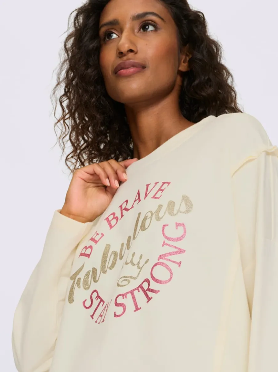 Sweatshirts en coton à inscription scintillante manches longues