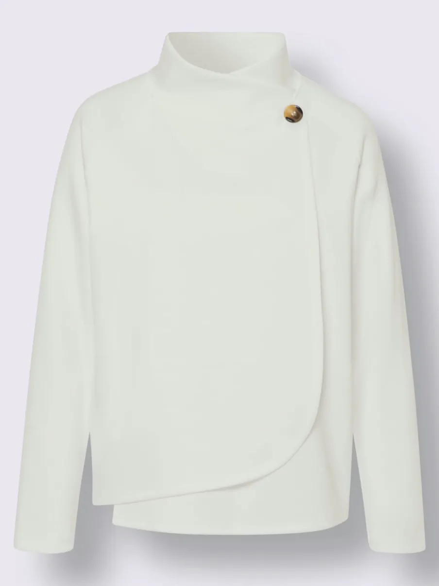 Sweatshirts en mélange de modal col montant asymétrique