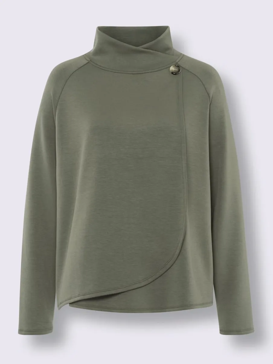 Sweatshirts en mélange de modal col montant asymétrique