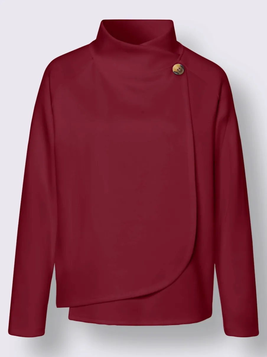 Sweatshirts en mélange de modal col montant asymétrique