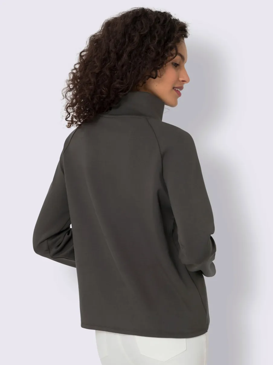 Sweatshirts en mélange de modal col montant asymétrique