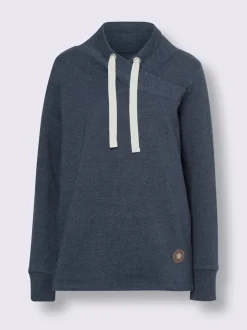 Sweatshirts longs à col montant asymétrique et manches longues