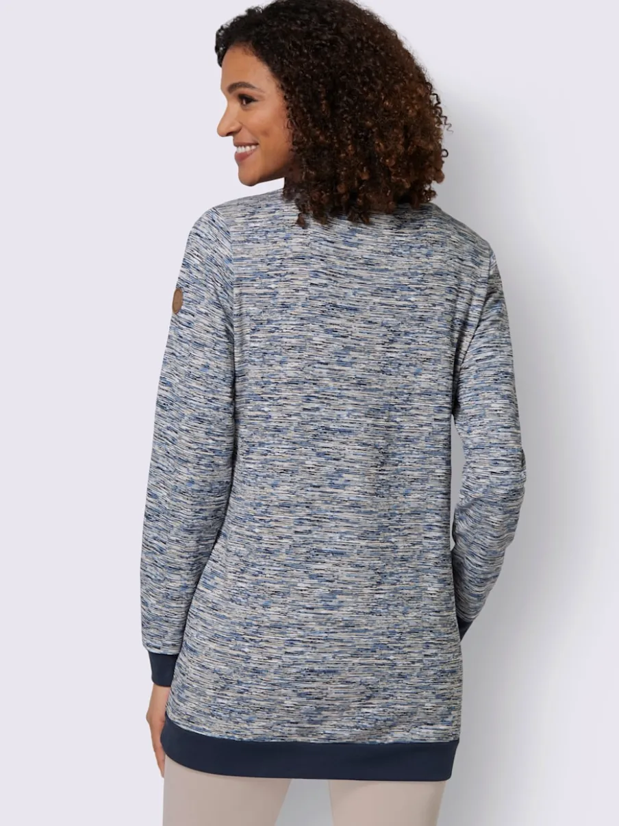 Sweatshirts longs à col rond et boutons fantaisie