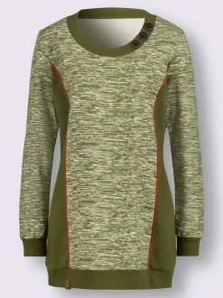 Sweatshirts longs à col rond et boutons fantaisie