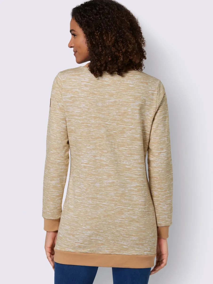 Sweatshirts longs à col rond et boutons fantaisie