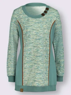 Sweatshirts longs à col rond et boutons fantaisie