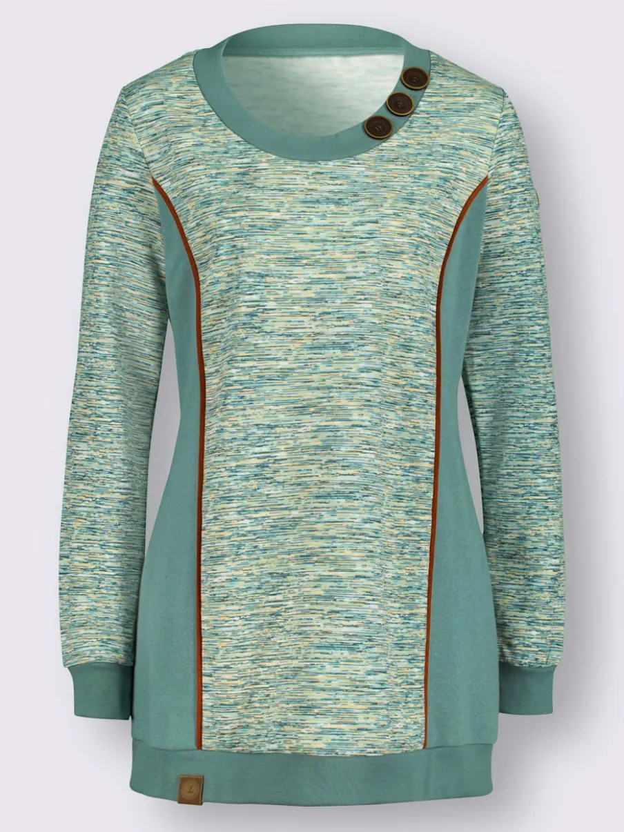 Sweatshirts longs à col rond et boutons fantaisie