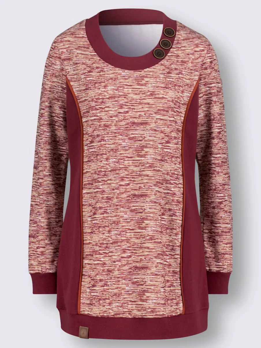 Sweatshirts longs à col rond et boutons fantaisie
