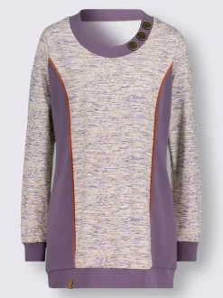 Sweatshirts longs à col rond et boutons fantaisie
