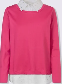 Sweatshirts à manches longues avec empiècement tissé ornés de strass