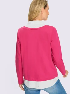 Sweatshirts à manches longues avec empiècement tissé ornés de strass