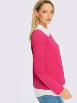 Sweatshirts à manches longues avec empiècement tissé ornés de strass