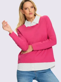 Sweatshirts à manches longues avec empiècement tissé ornés de strass