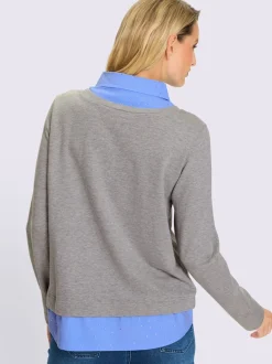 Sweatshirts à manches longues avec empiècement tissé ornés de strass