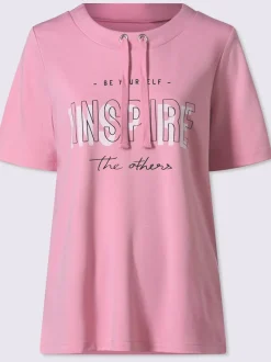 Sweatshirt sportif à manches courtes avec imprimé inspirant et col rond