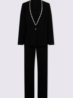 Tailleur pantalon avec blazer à col revers et poches