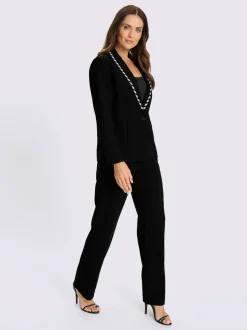 Tailleur pantalon avec blazer à col revers et poches