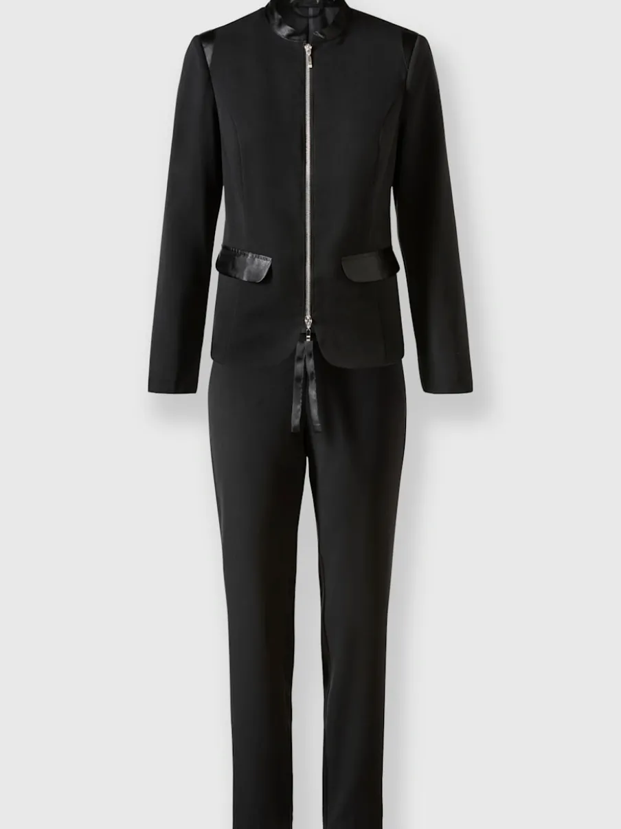 Tailleur pantalon jogging avec blazer et détails satinés