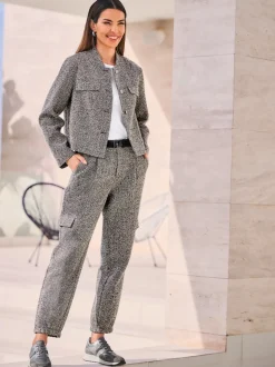Tailleur pantalon style poivre et sel tendance