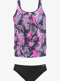 Tankini ample à motifs floraux avec bretelles réglables et bonnets souples