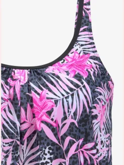 Tankini ample à motifs floraux avec bretelles réglables et bonnets souples