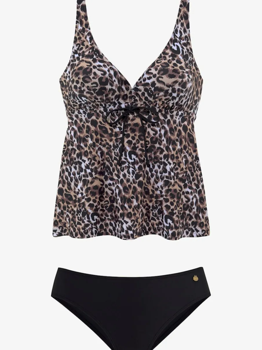 Tankini à armatures avec bretelles réglables et motif animal