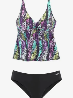 Tankini à armatures avec bretelles réglables et débardeur affinant