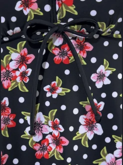 Tankini à armatures avec bretelles réglables et motifs fleuris