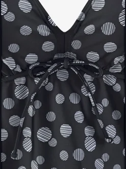 Tankini à armatures avec col V et bretelles réglables à pois