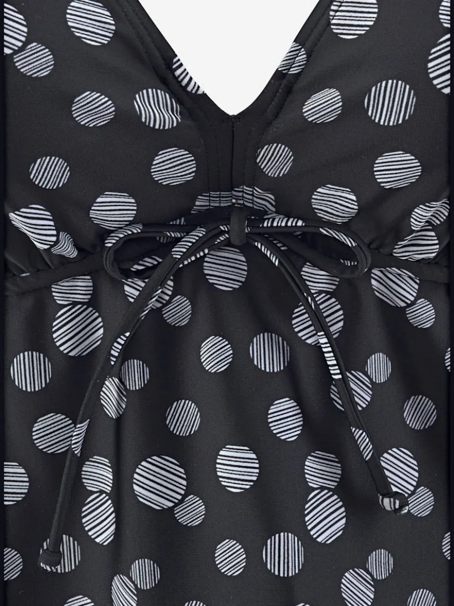 Tankini à armatures avec col V et bretelles réglables à pois