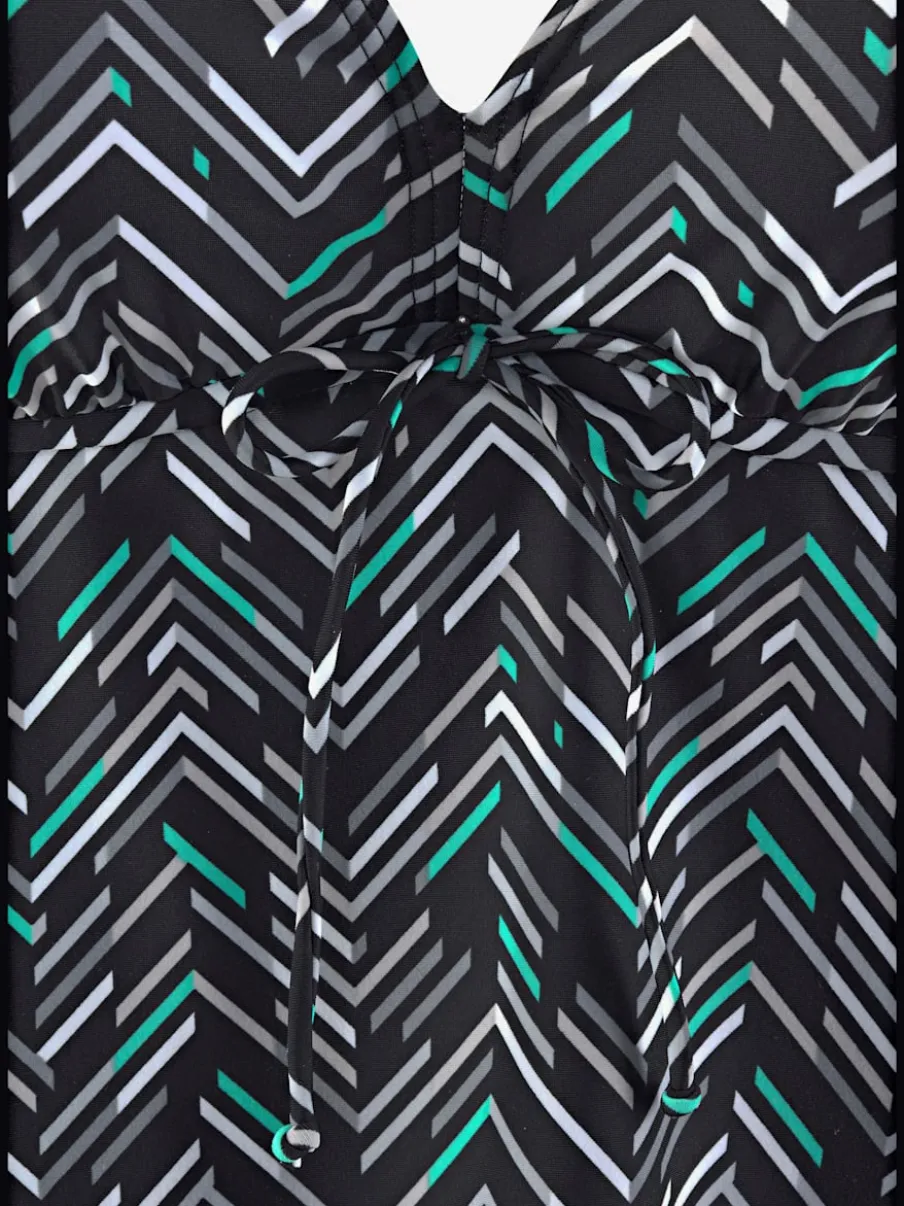 Tankini à armatures avec décolleté en V et imprimé géométrique