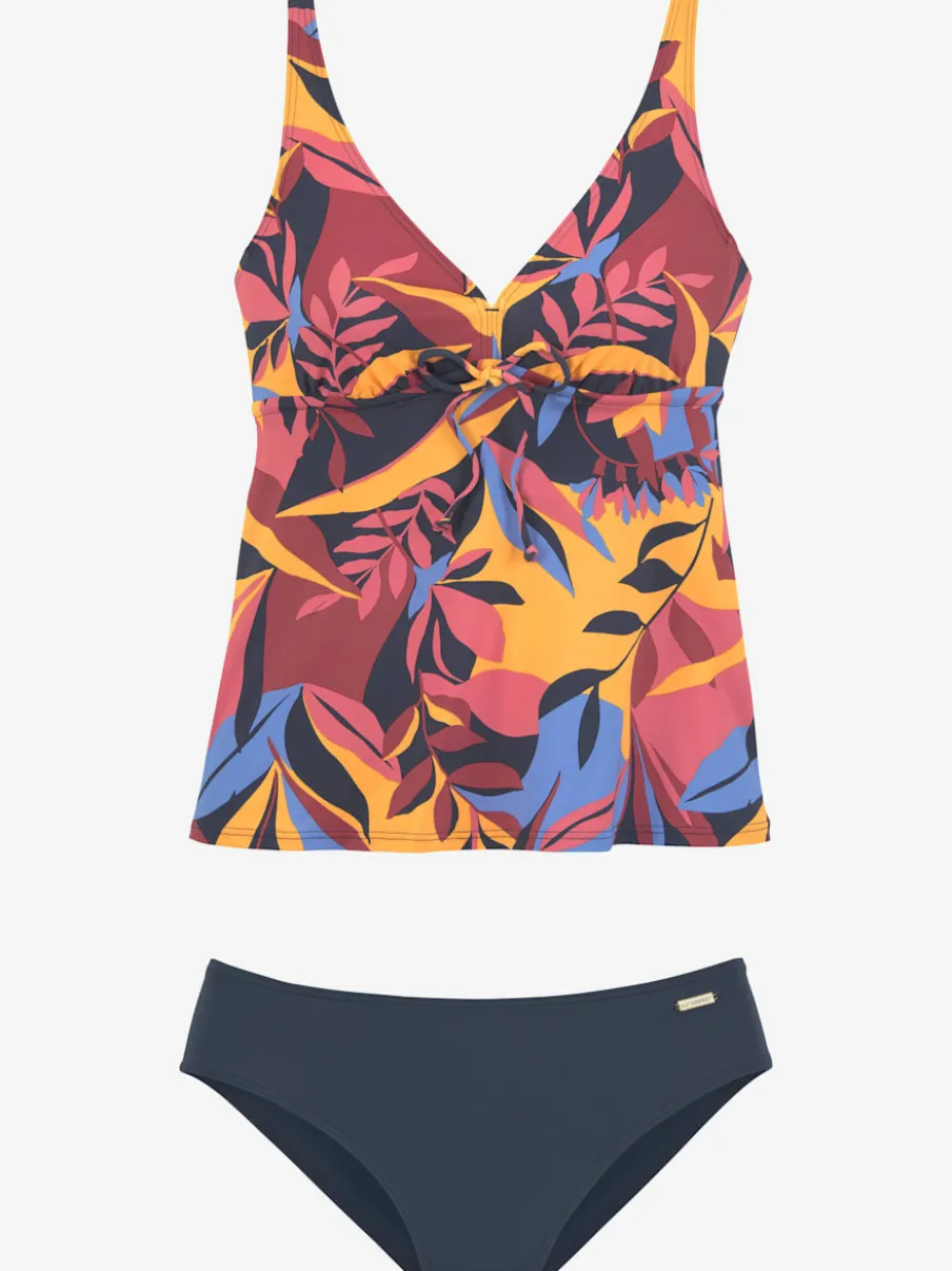 Tankini à armatures avec imprimé feuilles abstraites et réglables