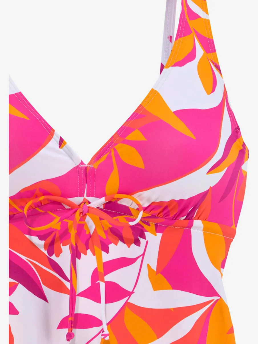 Tankini à armatures avec imprimé feuilles abstraites et réglables