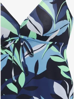 Tankini à armatures avec imprimé feuilles abstraites et réglables