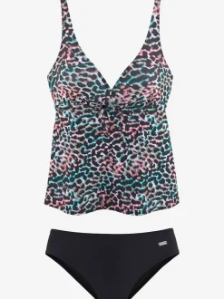 Tankini à armatures avec imprimé léopard et réglage.s