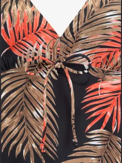 Tankini à armatures avec imprimé palmiers et lien sous la poitrine