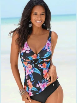 Tankini à armatures avec motifs floraux et bretelles réglables