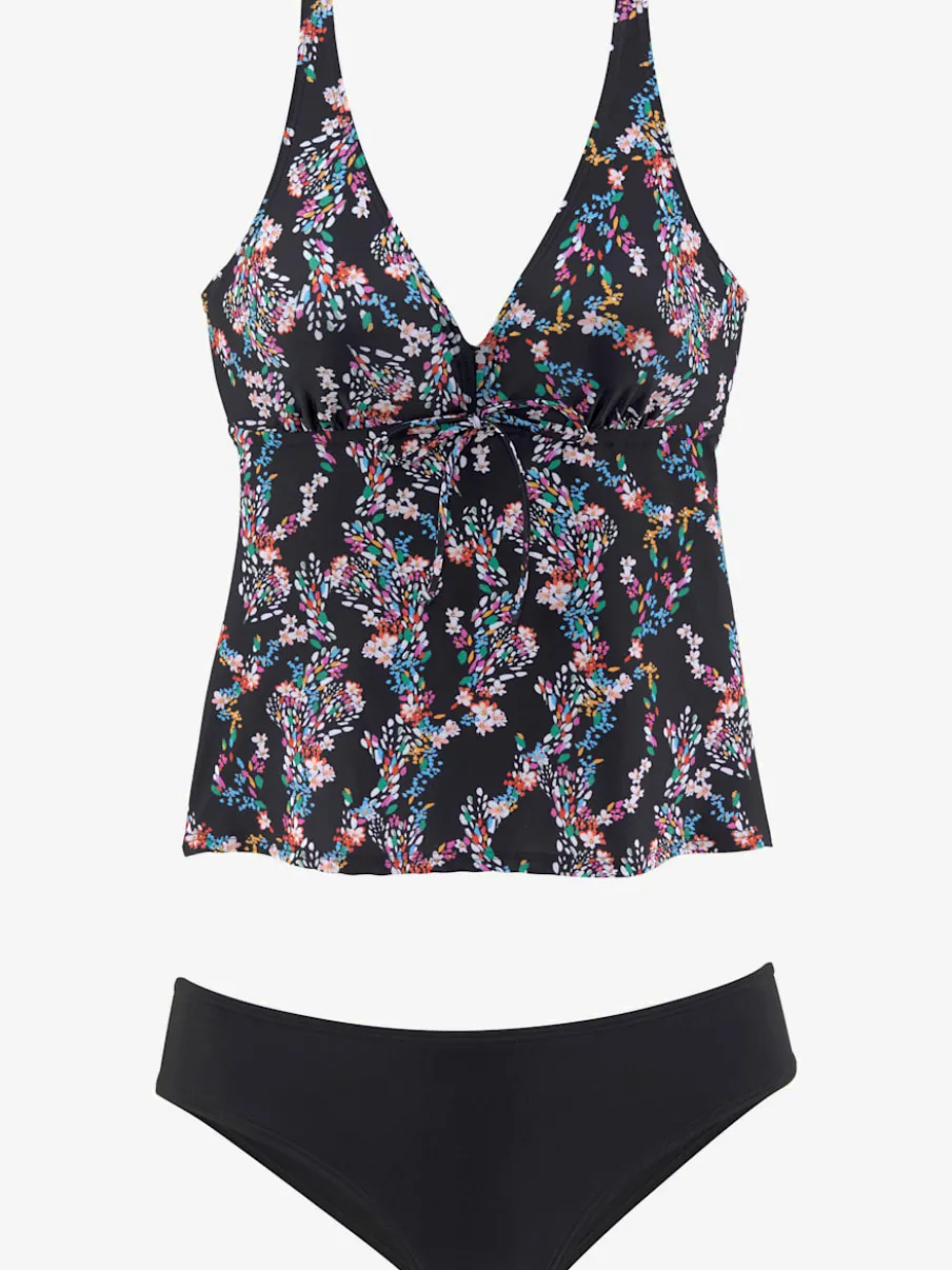 Tankini à armatures bretelles réglables motif floral classique