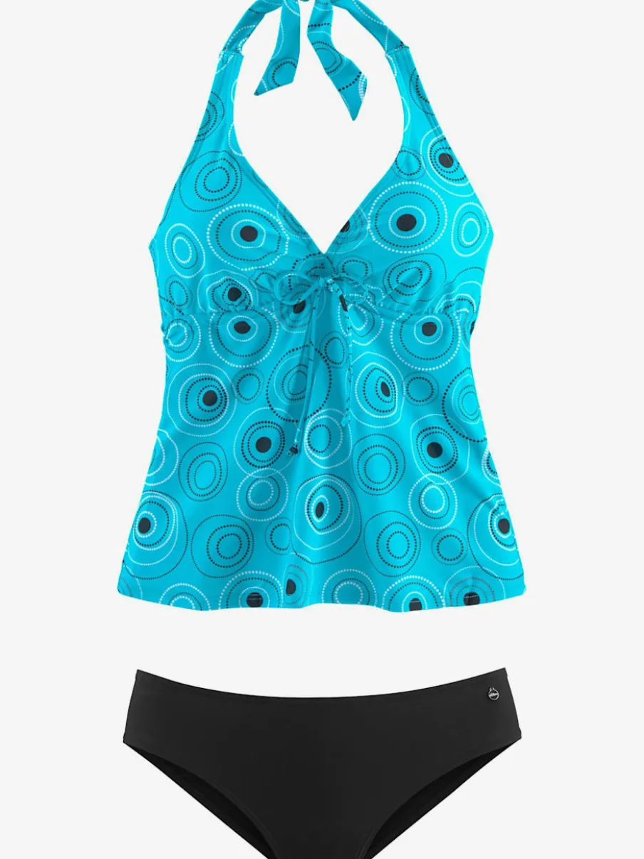 Tankini à armatures imprimé à pois avec décolleté ajustable